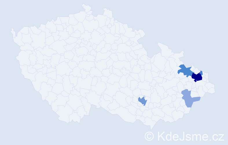 Příjmení: 'Kostruh', počet výskytů 16 v celé ČR