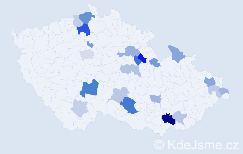 Příjmení: 'Andráš', počet výskytů 46 v celé ČR