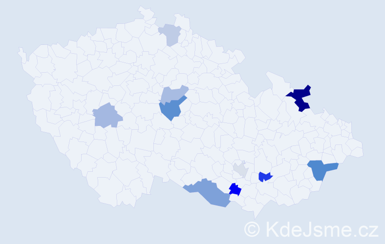 Příjmení: 'Magálová', počet výskytů 17 v celé ČR