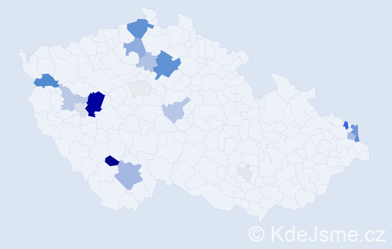 Příjmení: 'Mucek', počet výskytů 46 v celé ČR