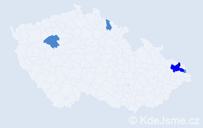 Příjmení: 'Korhel', počet výskytů 10 v celé ČR