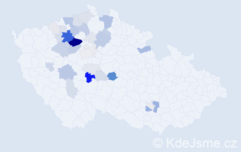 Příjmení: 'Cimrman', počet výskytů 136 v celé ČR