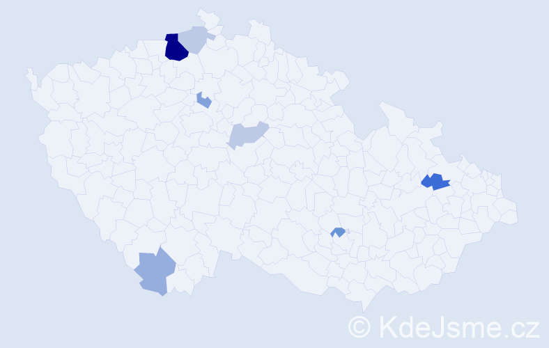 Příjmení: 'Lokšanová', počet výskytů 18 v celé ČR