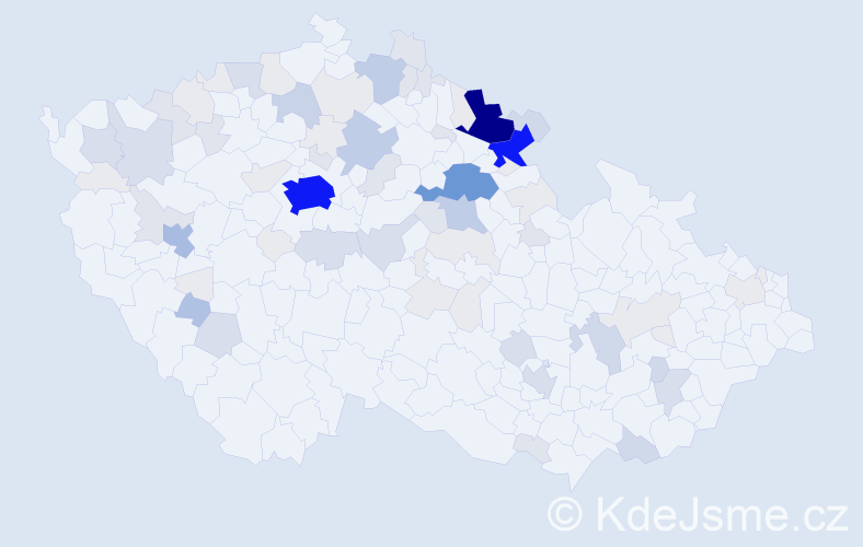 Příjmení: 'Kuldová', počet výskytů 302 v celé ČR