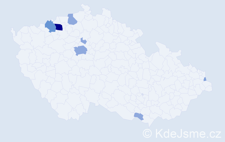 Příjmení: 'Miškaničová', počet výskytů 17 v celé ČR