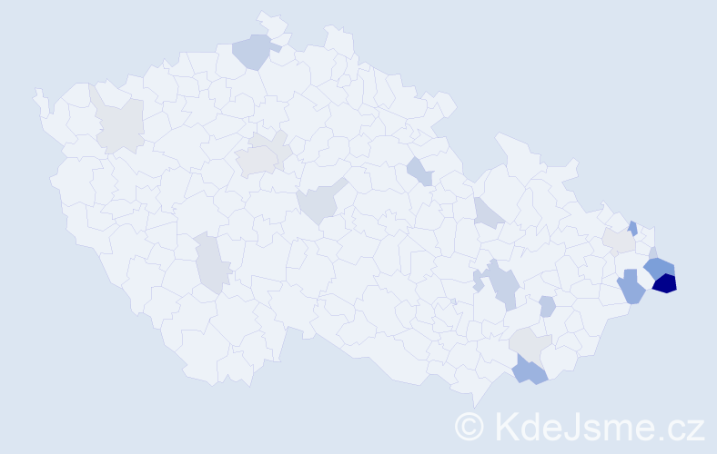 Příjmení: 'Tatarka', počet výskytů 49 v celé ČR
