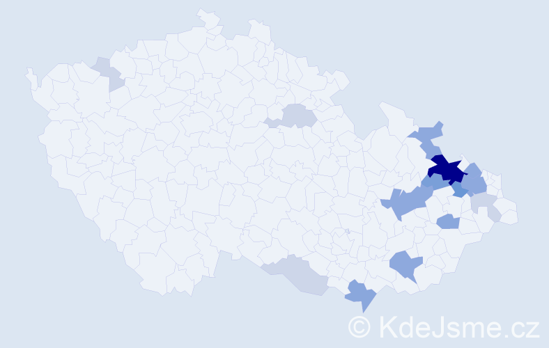 Příjmení: 'Prdová', počet výskytů 43 v celé ČR