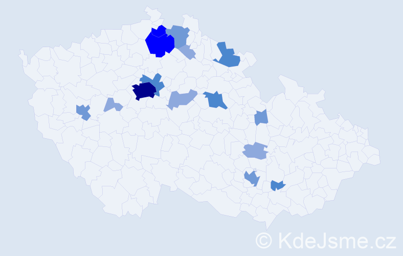 Příjmení: 'Vakula', počet výskytů 38 v celé ČR
