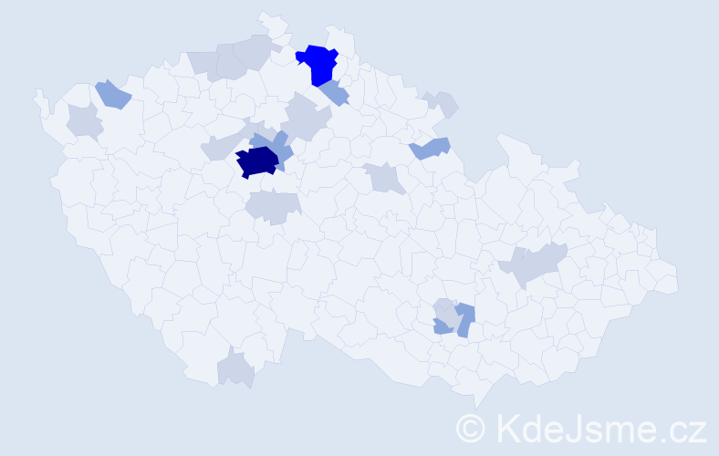Příjmení: 'Hrabar', počet výskytů 52 v celé ČR