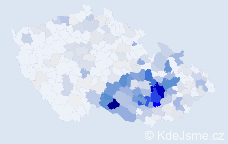 Příjmení: 'Kalábová', počet výskytů 859 v celé ČR