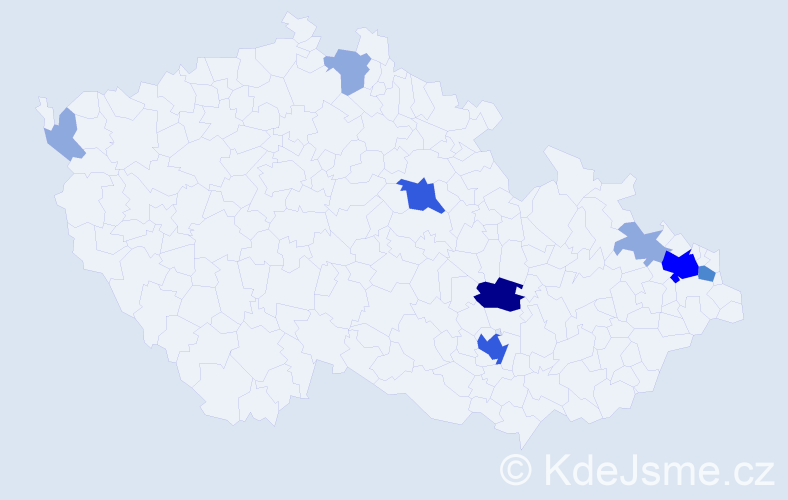 Příjmení: 'Tihounová', počet výskytů 20 v celé ČR
