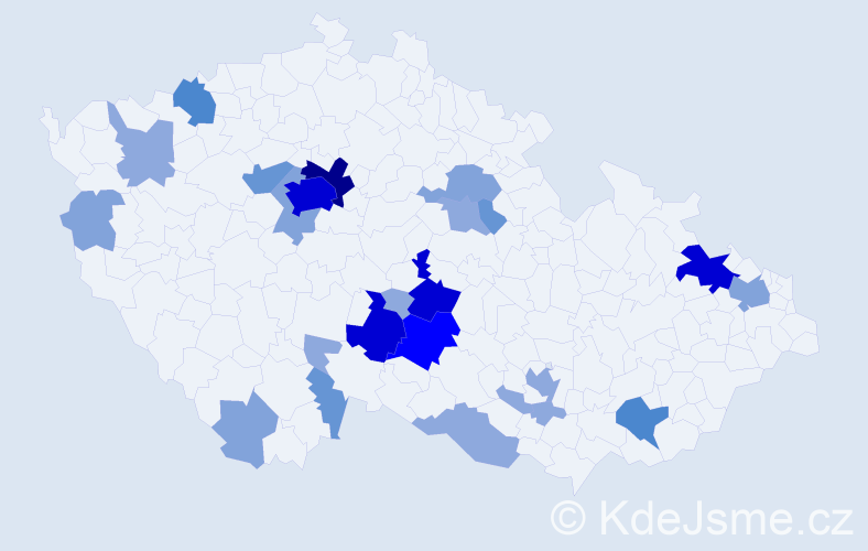 Příjmení: 'Truplová', počet výskytů 77 v celé ČR