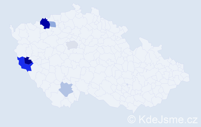 Příjmení: 'Kabůrková', počet výskytů 12 v celé ČR