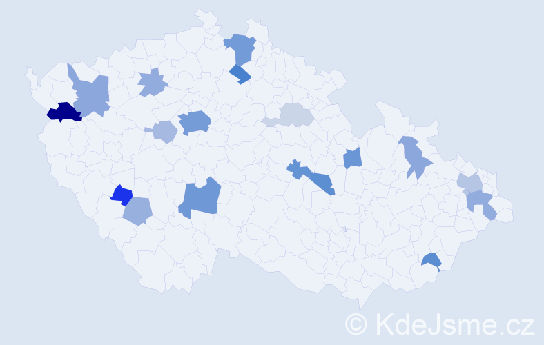 Příjmení: 'Baker', počet výskytů 53 v celé ČR