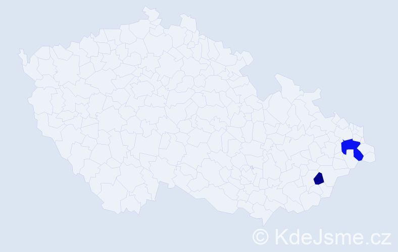 Příjmení: 'Varadinková', počet výskytů 5 v celé ČR