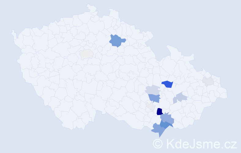 Příjmení: 'Knésl', počet výskytů 39 v celé ČR