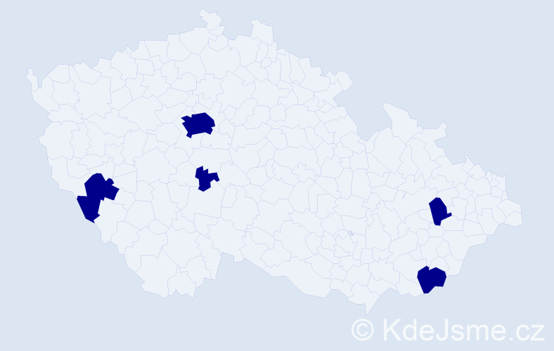 Příjmení: 'Herczegová', počet výskytů 5 v celé ČR