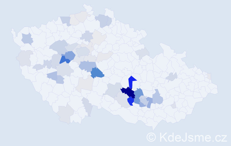Příjmení: 'Karmazín', počet výskytů 190 v celé ČR