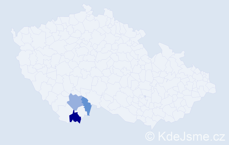Příjmení: 'Pechinger', počet výskytů 5 v celé ČR