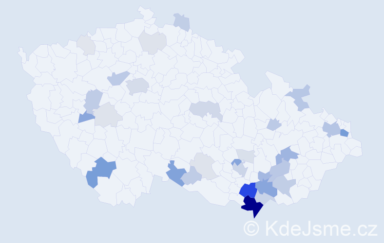 Příjmení: 'Gála', počet výskytů 121 v celé ČR