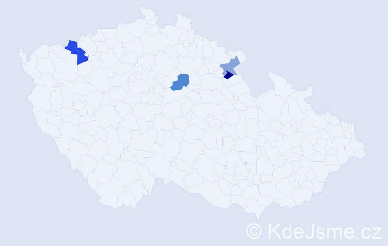 Příjmení: 'Kožula', počet výskytů 5 v celé ČR
