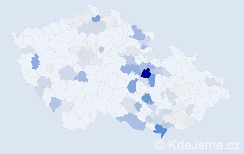 Příjmení: 'Pulkrábková', počet výskytů 268 v celé ČR