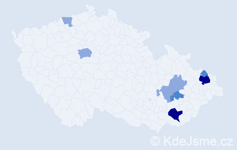 Příjmení: 'Slivečka', počet výskytů 19 v celé ČR
