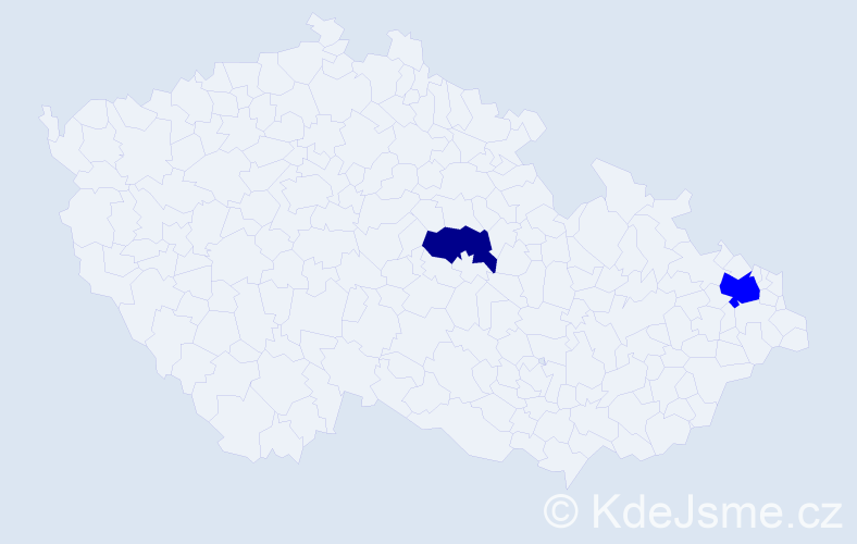 Příjmení: 'Tesarik', počet výskytů 7 v celé ČR
