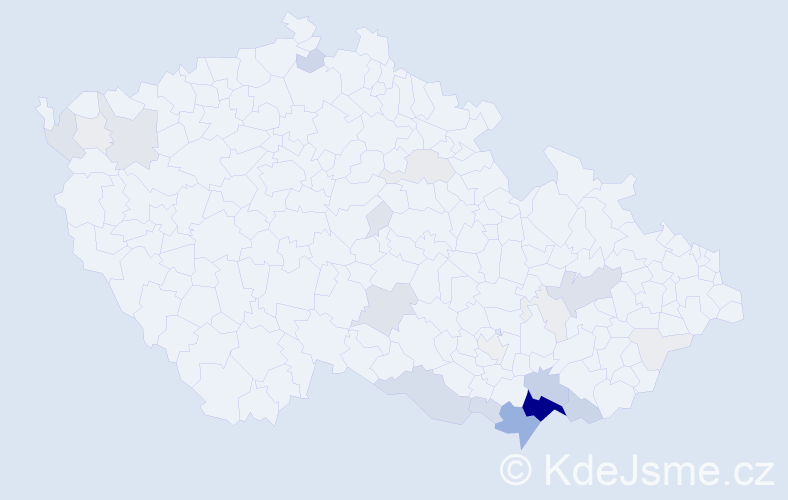 Příjmení: 'Mráka', počet výskytů 109 v celé ČR