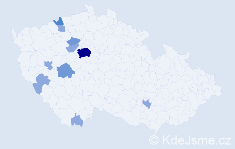 Příjmení: 'Vakarov', počet výskytů 19 v celé ČR