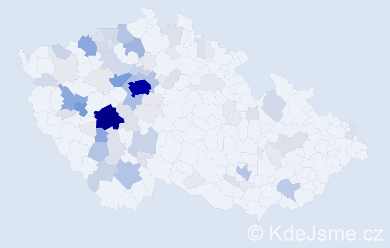 Příjmení: 'Tuháček', počet výskytů 289 v celé ČR