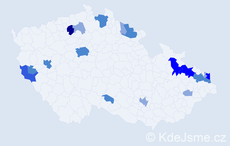 Příjmení: 'Jurko', počet výskytů 43 v celé ČR