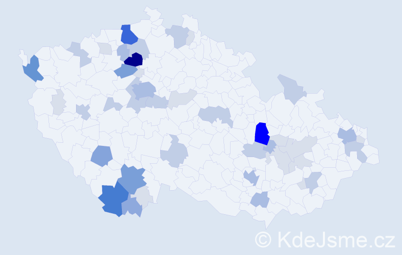 Příjmení: 'Písek', počet výskytů 145 v celé ČR