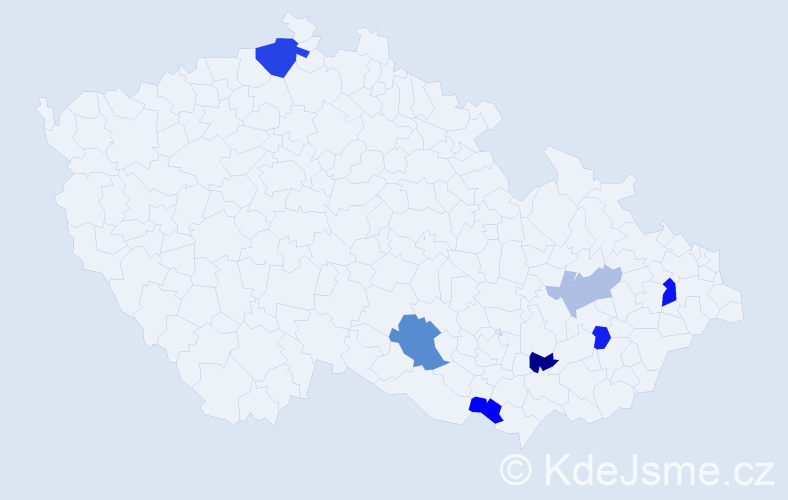 Příjmení: 'Kylerová', počet výskytů 11 v celé ČR