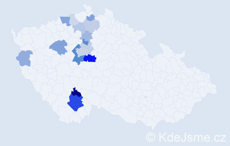 Příjmení: 'Chrdlová', počet výskytů 46 v celé ČR
