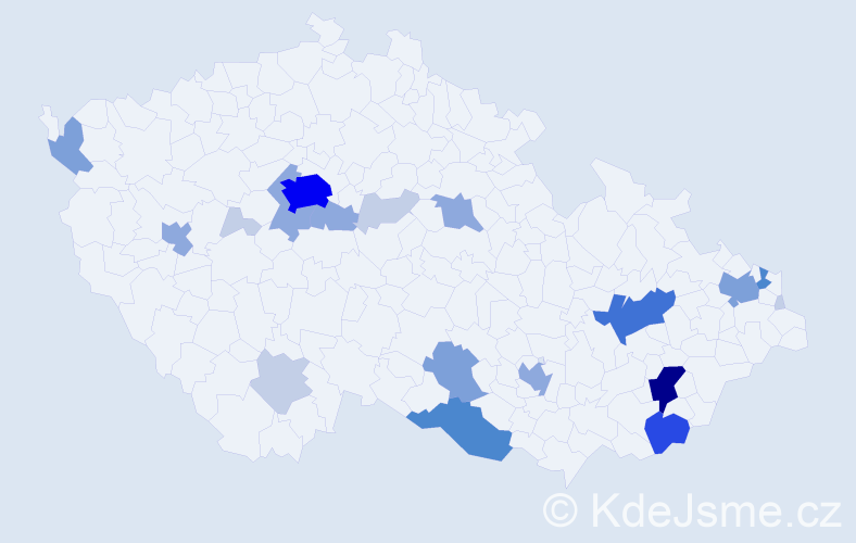 Příjmení: 'Boďová', počet výskytů 66 v celé ČR