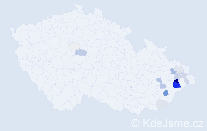 Příjmení: 'Rára', počet výskytů 45 v celé ČR