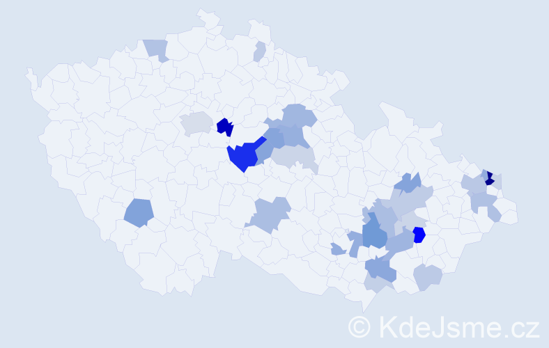 Příjmení: 'Klčo', počet výskytů 67 v celé ČR