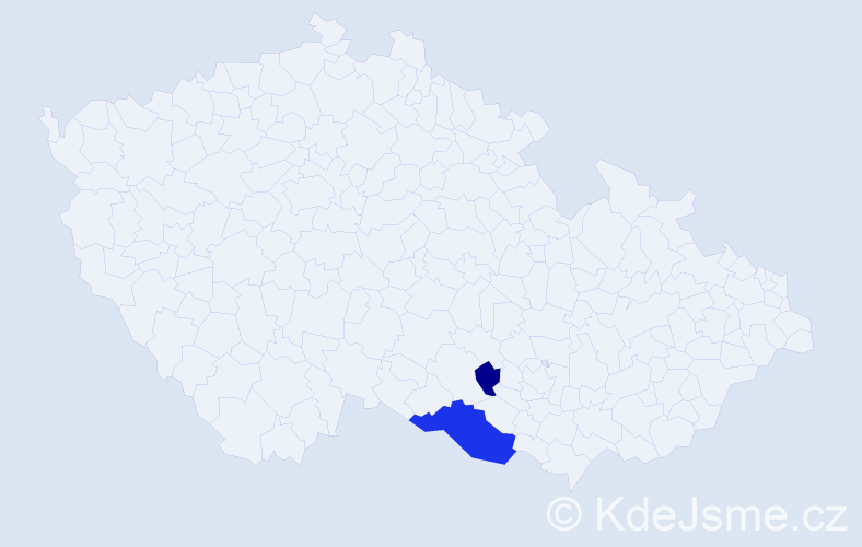Příjmení: 'Laučová', počet výskytů 5 v celé ČR