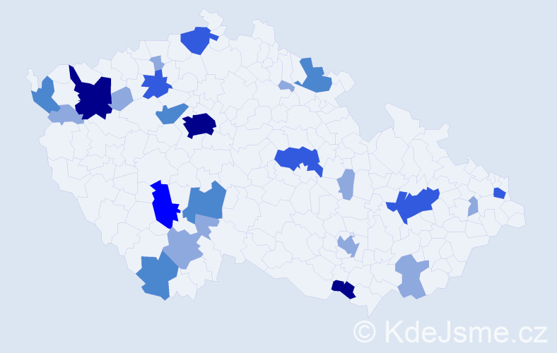 Příjmení: 'Vážná', počet výskytů 55 v celé ČR