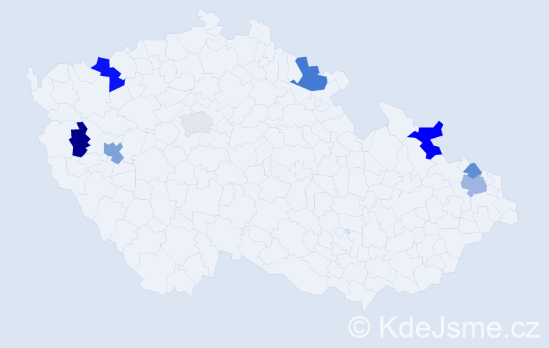 Příjmení: 'Mečár', počet výskytů 13 v celé ČR