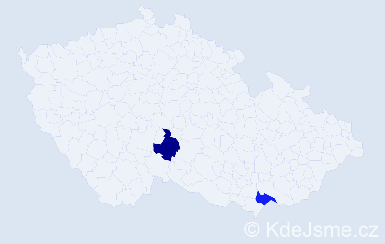 Příjmení: 'Moskovčák', počet výskytů 2 v celé ČR