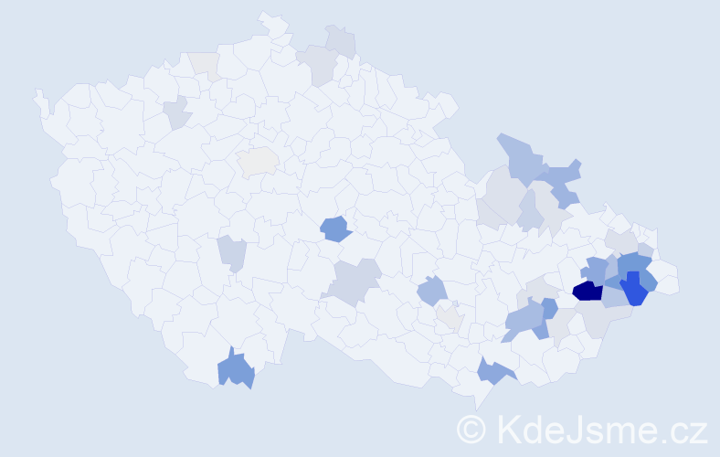Příjmení: 'Blablová', počet výskytů 163 v celé ČR