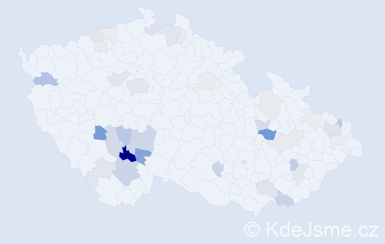 Příjmení: 'Hajíčková', počet výskytů 106 v celé ČR