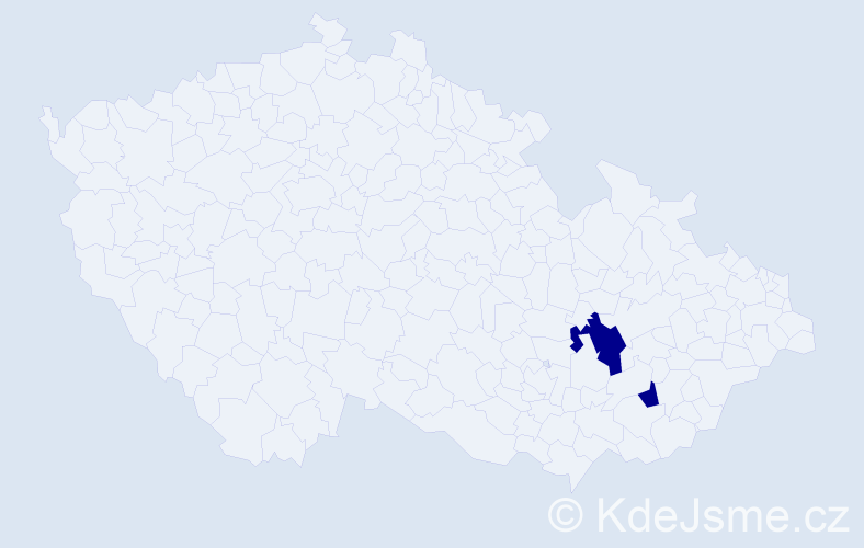 Příjmení: 'Valašková', počet výskytů 2 v celé ČR