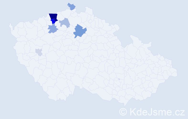 Příjmení: 'Thorand', počet výskytů 19 v celé ČR