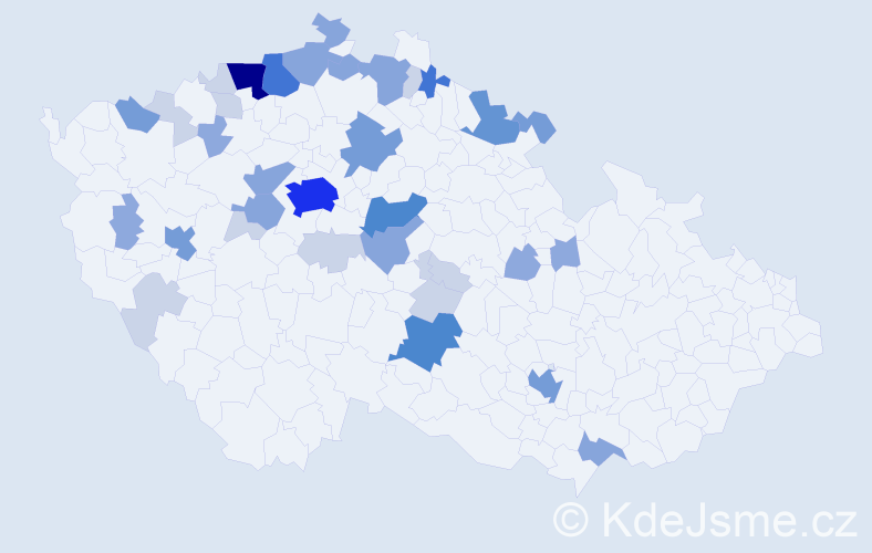 Příjmení: 'Plešingerová', počet výskytů 114 v celé ČR