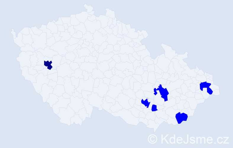 Příjmení: 'Parišová', počet výskytů 7 v celé ČR