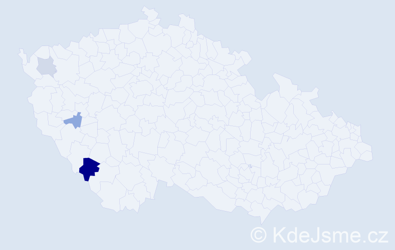 Příjmení: 'Toušl', počet výskytů 6 v celé ČR