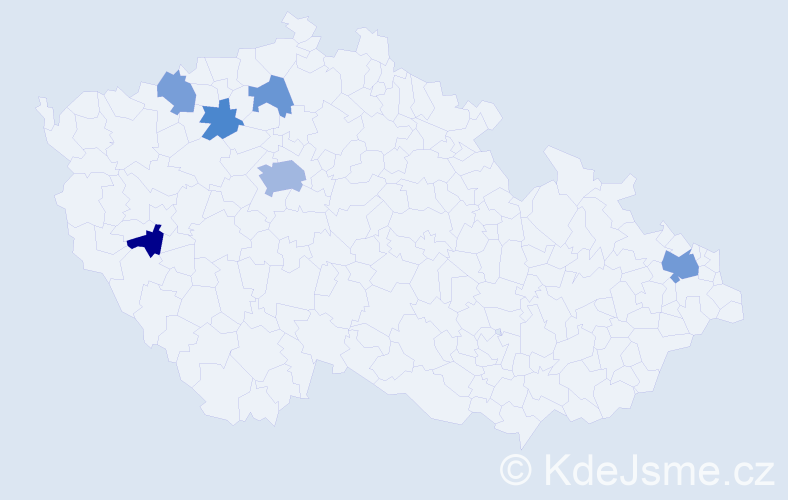 Příjmení: 'Kráĺová', počet výskytů 12 v celé ČR